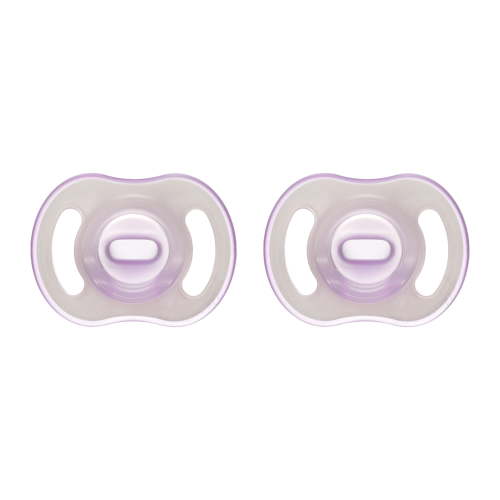 Tommee Tippee Ultra-light StayPut NightGlow Pacifier, 0-6m, 2 Count, Soft Skin Feel, Extra Air Flow
