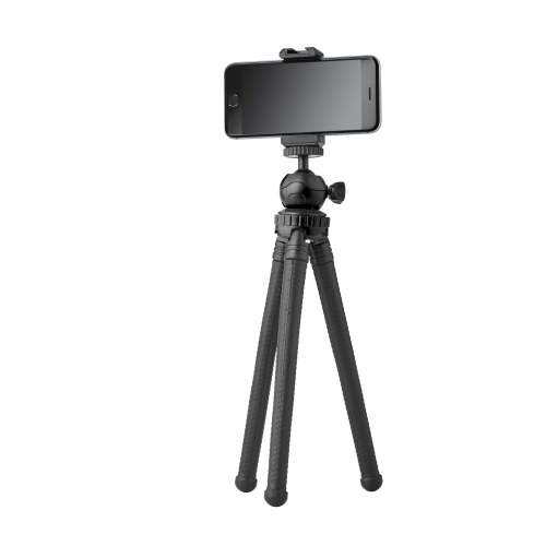 onn Adjustable Mini Tripod Stand for Compact Cameras, GoPro Cameras, and Smartphones