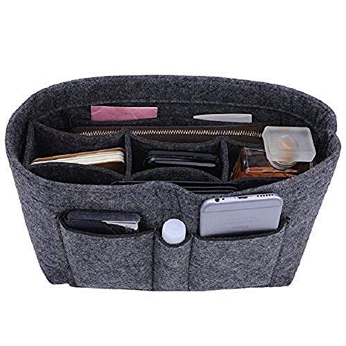 ZTUJO Purse Organizer Insert, Felt Bag Organizer For Handbag Purse Organizer,13 Colors, 6 Size (Slender Medium, Grey)