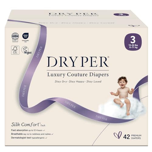 Baby Diaper,DRYPER Disposable Diaper Newborn Nappies Size 3 (6-11kg), 3D Leak Guards & Wetness Indicator, Ultra-Soft & Thin,Fast Water Absorption,42 Nappies