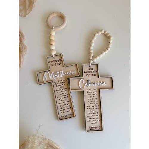 Custom Baptism Cross | Baptism Cross | Christened Cross | Personalized Sleep Prayer Cross |Personalized Baby Dedication| Baby Baptism Gift
