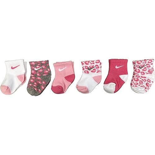 Nike Little Girls Lightweight Ankle Socks 6 Pack (Pink(NN0662-AA7)/White, 12-24 Months)