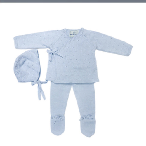Baby Blue Three Piece Spanish Knit Baby Set