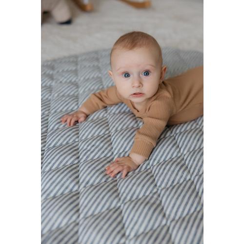 Linen Baby Play Mat - Neutral Padded Nursery Mat, 115cm