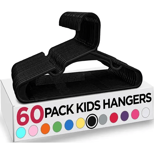 Utopia Home Baby Hangers - 60 Pack Plastic Kids Hangers for Closet - Durable Children's Clothing Hangers - Toddler Hangers Ideal for Everyday Standard Use (Black)