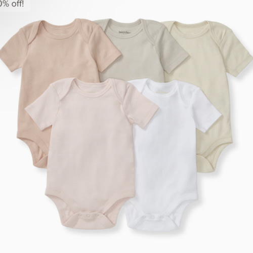 Solid Organic Cotton Short Sleeve Baby Bodysuits 5 Pack - Pink Sand