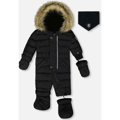 One-Piece Baby Original Puffy Snowsuit, Black - Deux par Deux | Maisonette