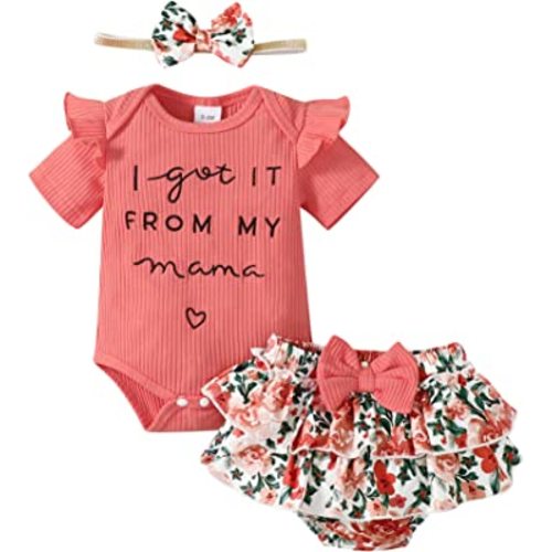 Mioglrie Newborn Infant Baby Girl Clothes Romper Shorts Set Floral Summer Outfits Cute Baby Clothes Girl