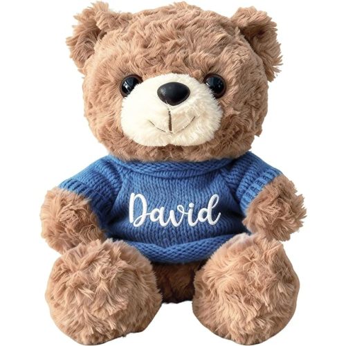 aoemgnj Personalized Teddy Bear with Custom Embroidered Name, 10/12/16 Inch Soft Plush Stuffed Animal, Valentine's Day Birthday for Girlfriend, Boyfriend, Kids, Baby