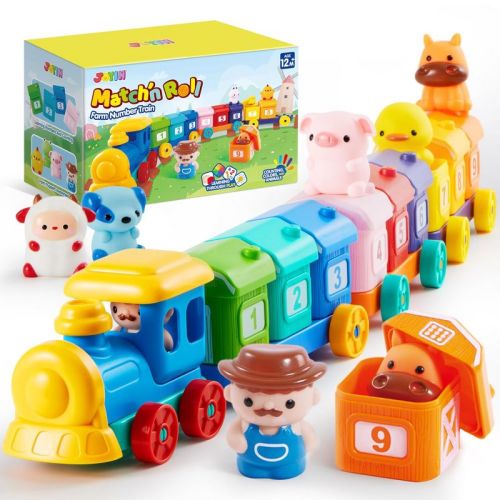 SYNCFUN Learning Toy Counting, Matching & Sorting Montessori Learning Farm Train Christmas Birthday Gift for for Toddlers 1 2 3 Years Old Boys Girls