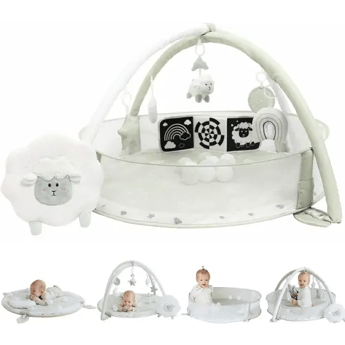 6-in-1 XL Play Mat & Play Gym, Baby Gym, Baby Activity Gym, Sensory Exploration and Motor Skill Development Toys (Sage)