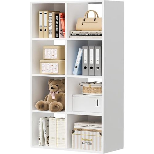 COMHOMA 8 Wood Cube Storage Organizer with Open Back and Removable Back Panels, 11In White Cube Storage Bookshelf, Cubicle Shelf Bookcase for Home Office Bedroom Living Room, Vertical or Horizontal