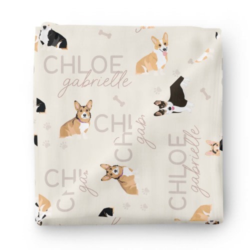 Personalized Baby Name Swaddle Blanket | Dog Breeds