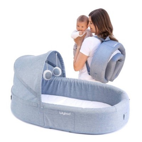 Lulyboo Indoor/Outdoor Cuddle & Play Lounge & Nest - Denim: Portable Baby Bed, Polyester Surface, Mobile Feature