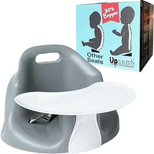 Upseat Big Ergonomic Baby Floor & Booster Seat with Tray, 30% Bigger for Extra Comfort Around Tummy & Thighs