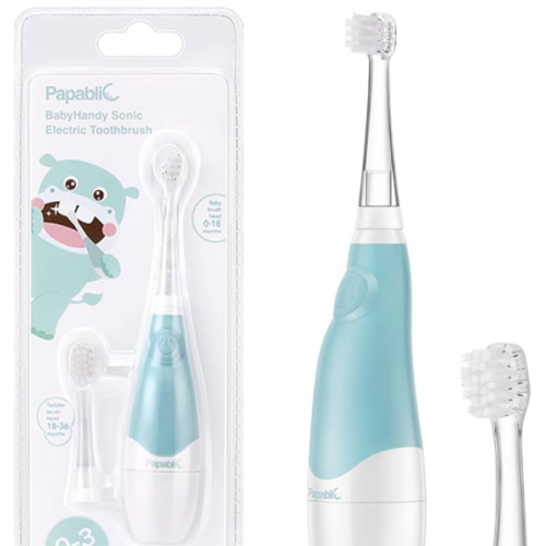 Papablic BabyHandy 2-Stage Baby Sonic Electric Toothbrush for Babies and Toddlers Ages 0-3 Years