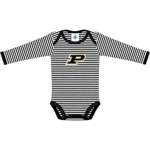 Creative Knitwear College Baby Striped Long Sleeve Bodysuit - Team Logo, Multiple Colors, Unisex (0-12 Months)
