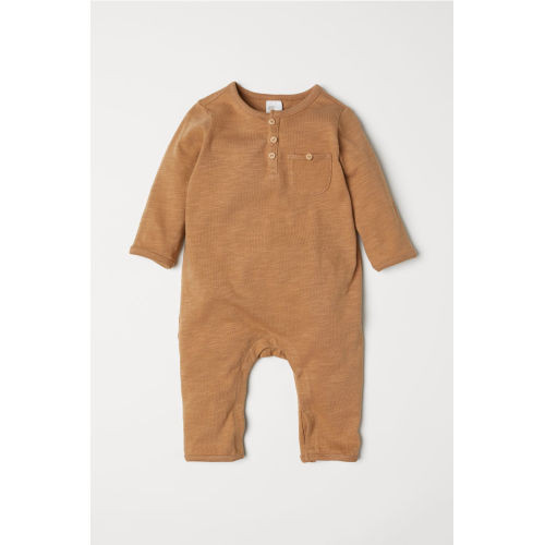 Slub Jersey Overall - Dark beige - Kids | H&M US