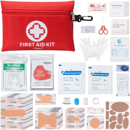 PTEROMY 150 Piece Mini First Aid Kit, Portable Small Emergency Kits Compact 1st Aid Kit for Car, Travel, Home, Camping, Outdoor, Hiking