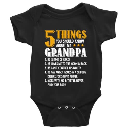 5 Things About My Grandpa Baby Boy Girl Onesie Newborn Organic Bodysuit Romper