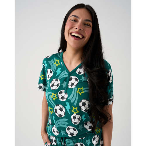Soccer Stars Women's Short Sleeve Pajama Top