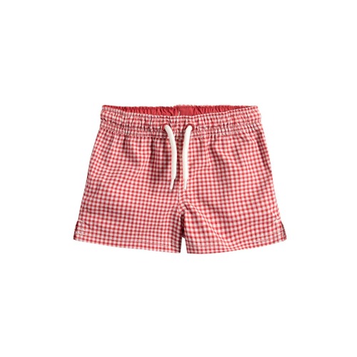 Gingham Print Swim Trunks