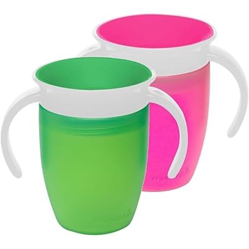 Munchkin Miracle 360 Trainer Cup, Pink/Green, 7 Ounce, 2 Count