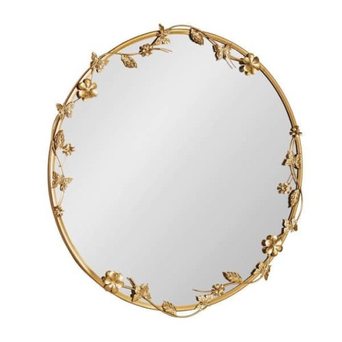 Rosella Gold 25 in. W x 25 in. H Glam Round Metal Wall Mirror