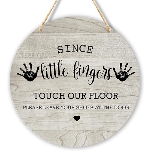 Wall Pediments Shoes Off Sign - Please Take Your Shoes Off - 9.8x9.8 Inches