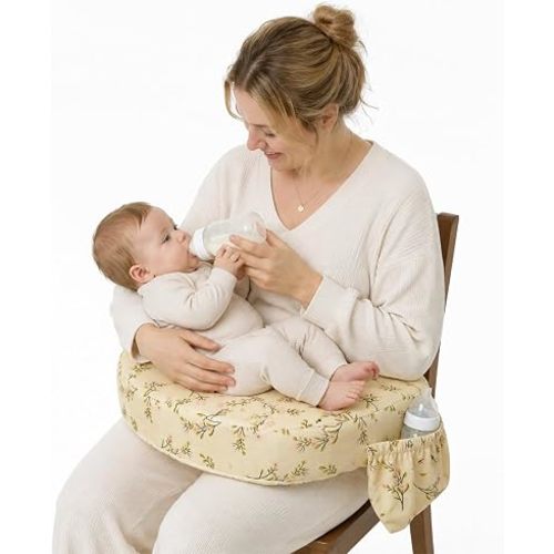 Breastfeeding Nursing Pillow, Firm 40D Foam, Back Support, Strap & Pocket