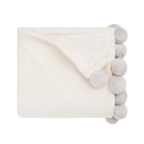 Fleece Blanket with Poms (3 colors available)