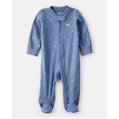 Baby Boy Dino Print 100% Cotton Long-Sleeve Sleep & Play Pajamas - Blue - Carter's | Carter's