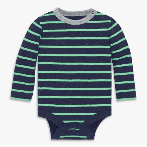 Heathered long sleeve stripe babysuit | Primary.com