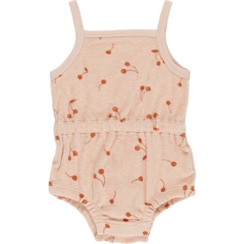 Cherry Print Cotton Terry Romper, 3-6M