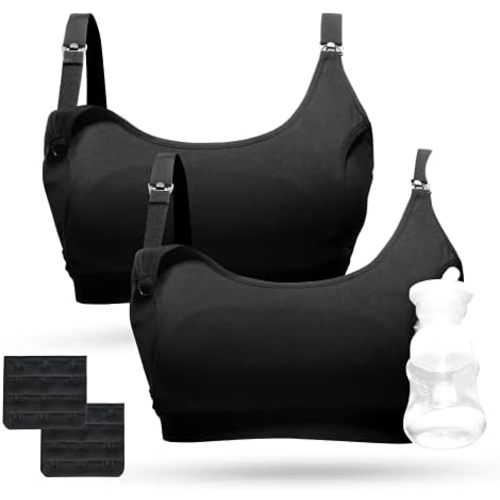 Momcozy Pumping Bra, Pumping Bra Hands Free All Day Wear Pumping & Nursing Bra in One Holding Breast Pump for Spectra, Medela