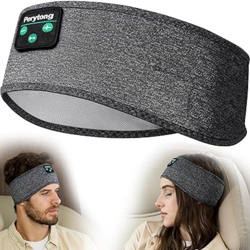 Perytong Sleep Headband - Bluetooth Sleeping Headphones for Side Sleepers - Headphones for Sleeping Comfortable Headband with Thin Speaker Microphone Gift Ideas for Women Men