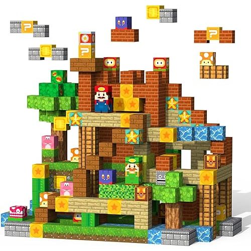 Magnetic Blocks Magnet Building Toys - 154Pcs STEM Building Game Montessori Sensory Toys for Kids Boys Girls Ages 3 4 5 6 7 8 9 10 Birthday Gift