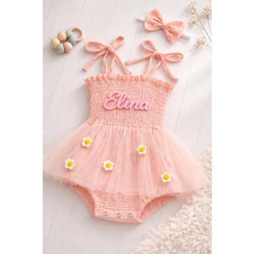 Personalized Embroidered Tutu Dress, Custom Name Baby Girl Romper, Cake Smash Outfit, First Birthday Gift, 1st Birthday Outfit