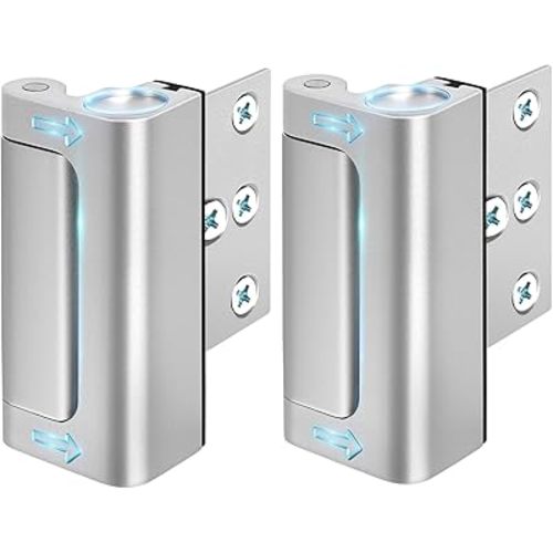 Door Lock for Kids Safety - Home Security Door Reinforcement Lock for Front Door Bedrooms Withstand 800 lbs Top Metal Flip Child Proof Door Lock Latch Night Door Guardian for Inward Swinging Doors