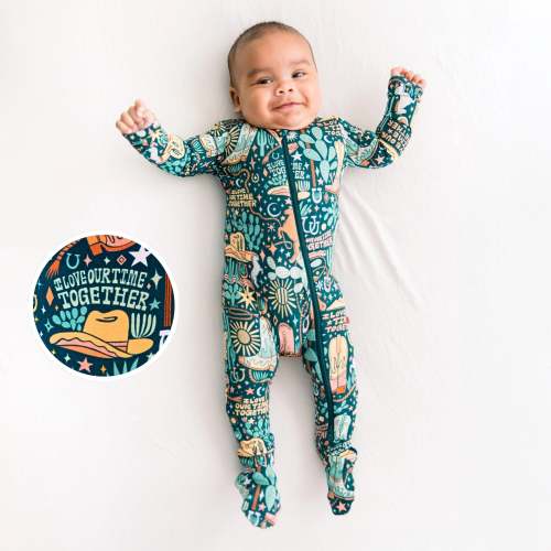 Raising Mama Bamboo Footie Zipper Baby Pajama - Wild West Size 0-3