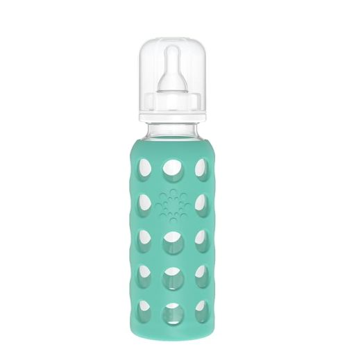 Lifefactory 9-Ounce Glass Baby Bottle with Stage 2 Nipple and Protective Silicone Sleeve Kale (LF110018C4)