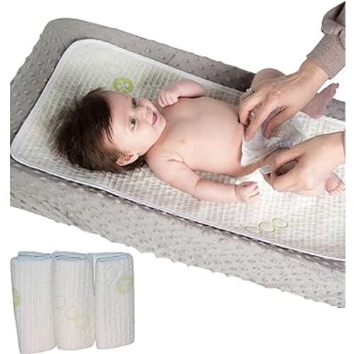 Bamboo Rayon Waterproof Rayon Changing Table Mat (3 Pack) - Reusable Diaper Changing Liners - Leak-Proof - Non Slip Table Top Changing Pad - 27 x 14 inches
