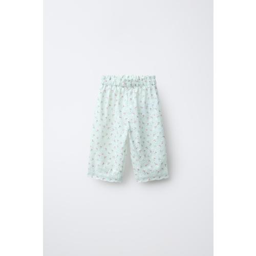 EMBROIDERED SWISS FLORAL PRINT CULOTTES - Sea green | ZARA United States