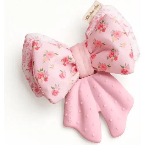 Itzy Ritzy Crinkle Teether Toy – Bow Teething Toy Includes Silicone, Velour & Crinkle Material; Features Multiple Textures for Teething Relief; Designed For Ages 3 Months and Up (Bow)