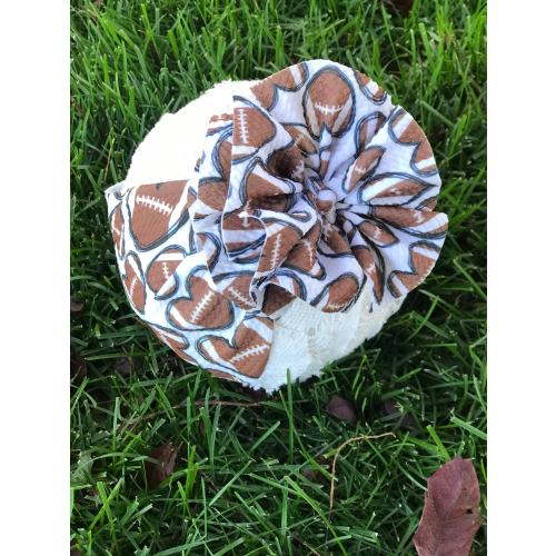 Football Baby Girl Messy Bow Headwrap, Football Baby Girl Headband, Baby Shower Gift Messy Bow, Toddler Head Wrap with Big Bow