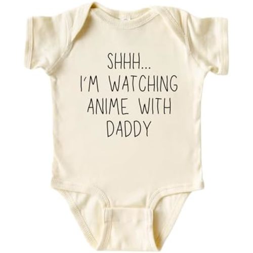 Shhh I'm Watching Anime With Daddy Bodysuit, Funny Anime Baby Onesie®,Cute Anime Family Outfit, Anime Dady Bodysuit