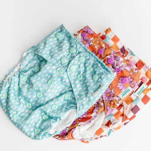 Kinder Set of 3 Reusable Swim Diapers with Athletic Wicking Jersey (7-60lbs)