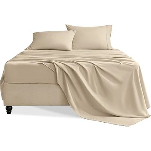 Twin Sheets Set, 3 Pieces Hotel Luxury Soft Microfiber Bed Sheets Set, Up to 16" Deep Pockets, Oeko-Tex Sheets with Elastic, Breathable, Wrinkle Free(White,Twin)