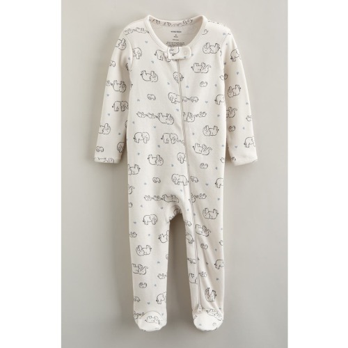 Print Zip Cotton Footie