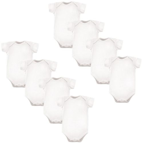 Luvable Friends Cotton Bodysuits 8Pk, White, 3-6 Months